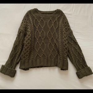 Charlotte Russe Dark Green Cable Knit Sweater